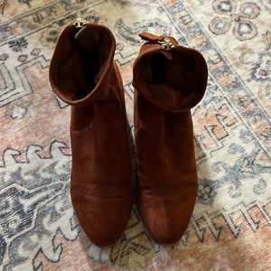 Suede block heel booties